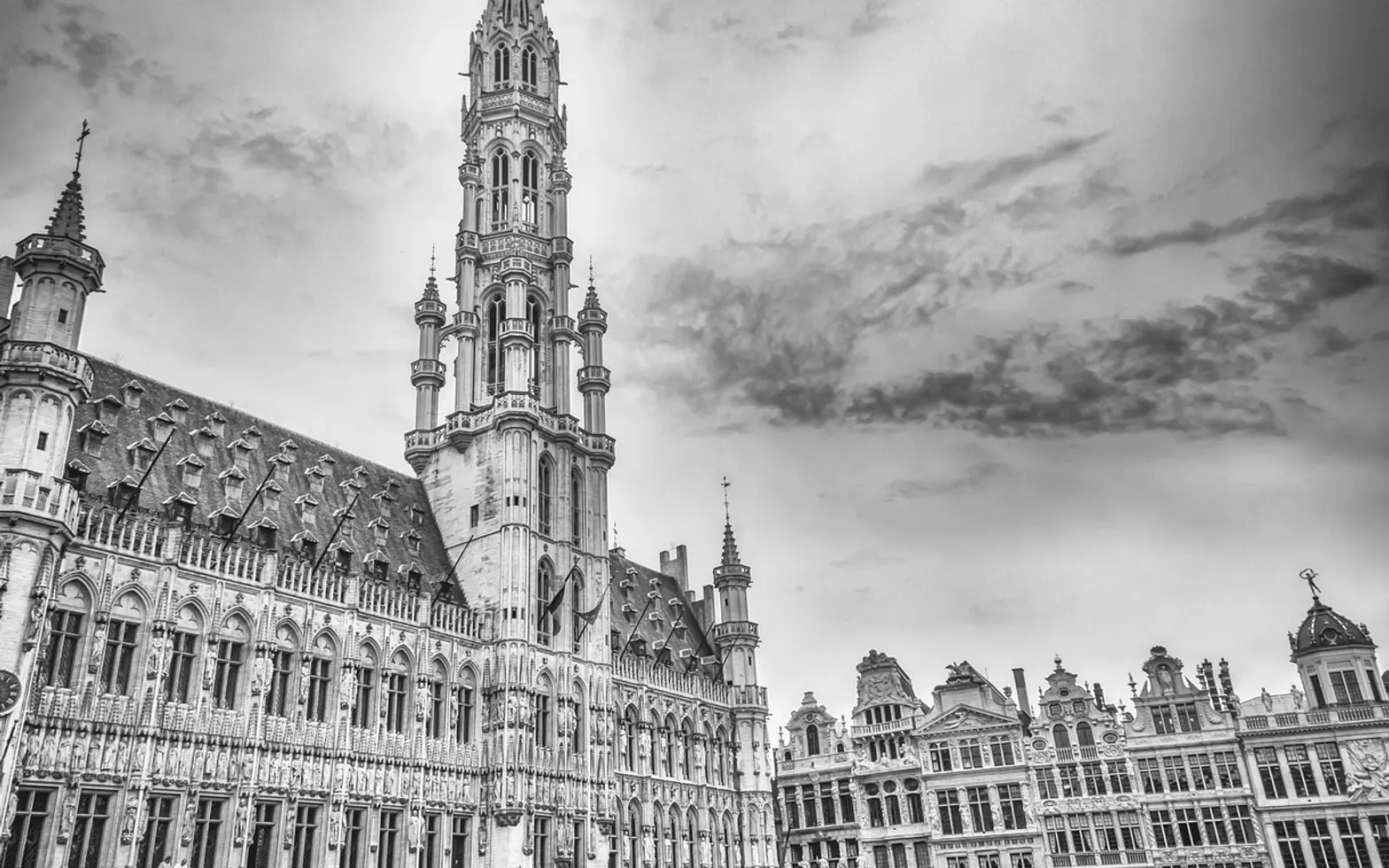 Brussels, brussels town hall and large market